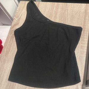 Black One Shoulder Tank Top M NWT